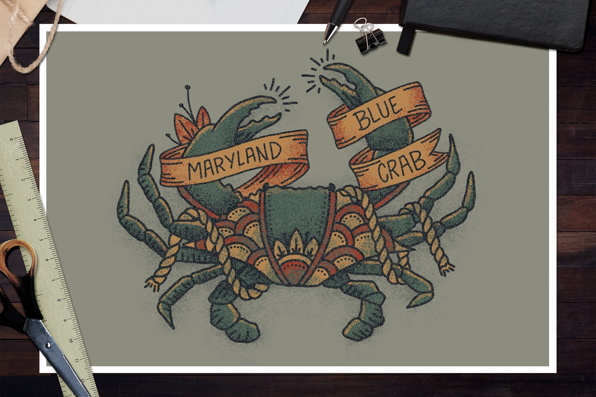 Blue and Gold Crab Tattoo Design Clip Art Image - ClipSafari